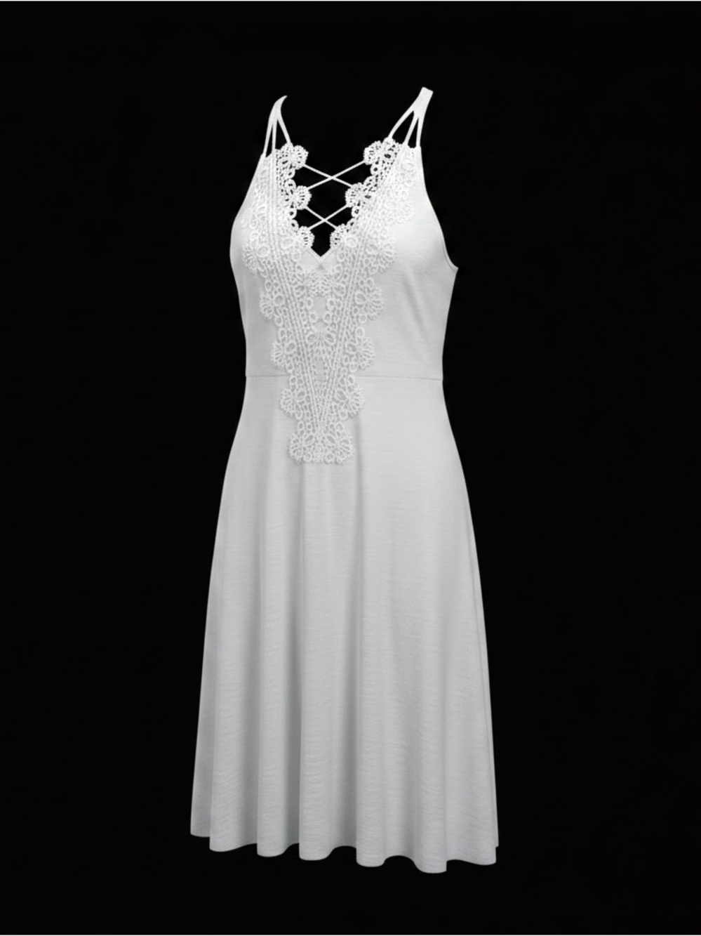 Entro White Lace-Trim Elegant Strappy V-Neck dress NWT Women’s M